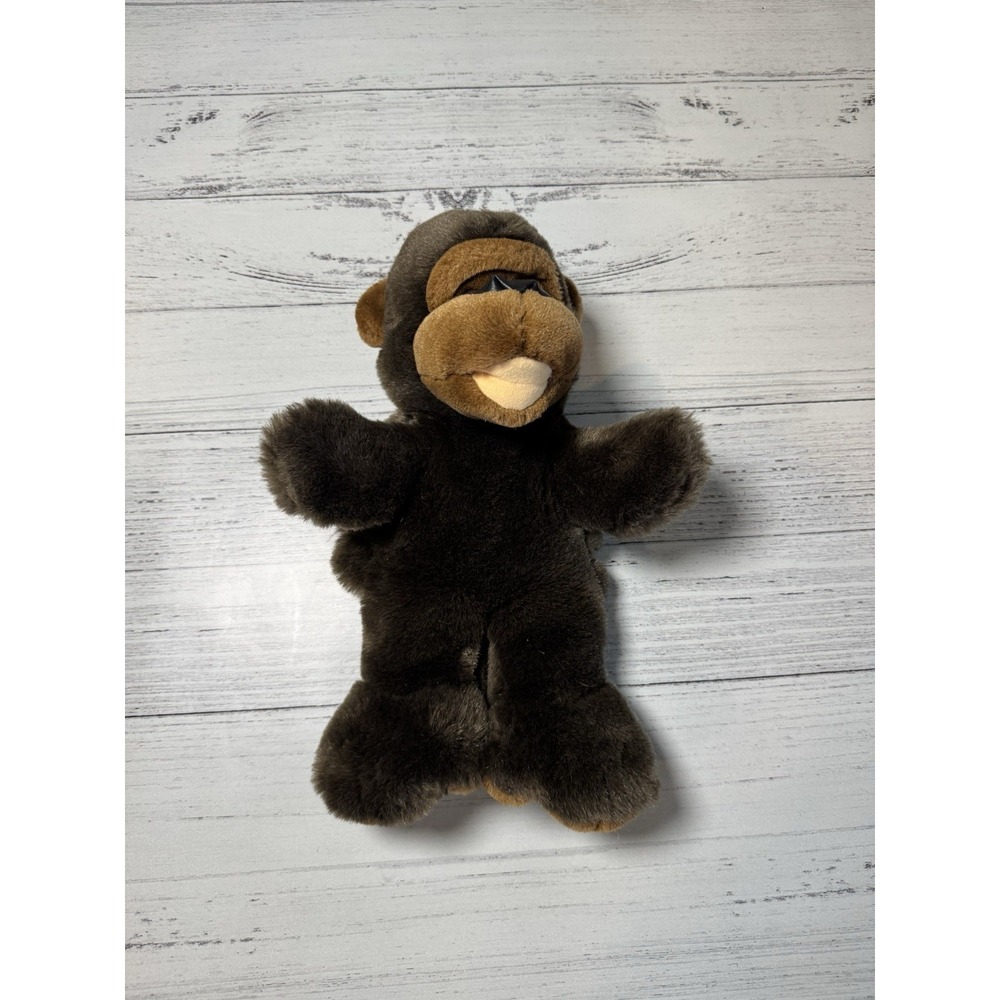 Monkey Plush Hand Puppet‎ Faux Leather Nose Brown 12"
